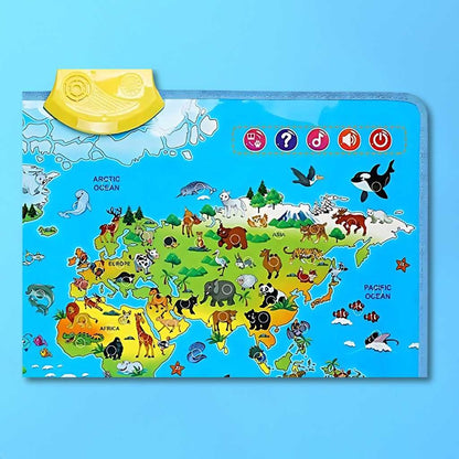 Interactive Talking Animal World Map with Sound For Kids
