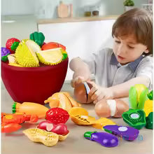 32 Pcs Pretend Play Kitchen Cutting Set (Apple Storage Case)