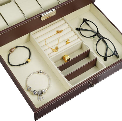 12 Slot Watch and Sunglasses Organizer for Men — Jewelry Display Watch Box