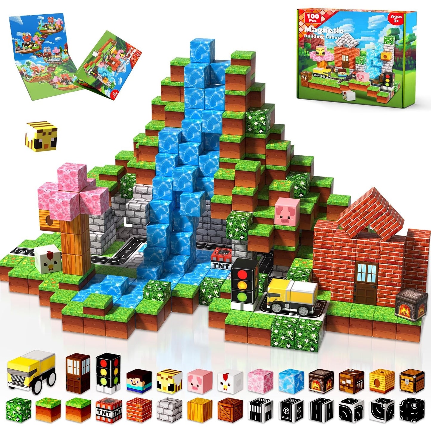 Minecraft Magnetic Building Blocks Cubes 100pc