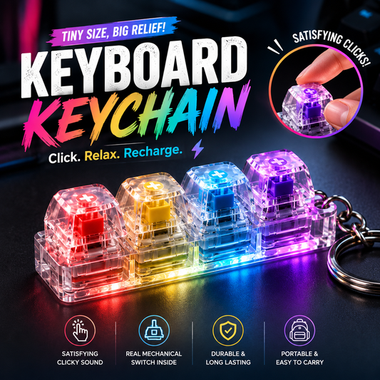 Keyboard Fidget Stress Relief Keychain for Kids & Adults (Random Colors | KC)