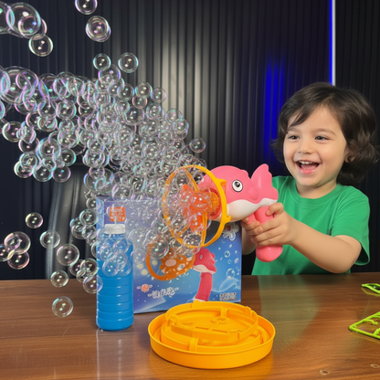 Dolphin Bubble Gun Machine Toy With Refill Solution (Random Color)