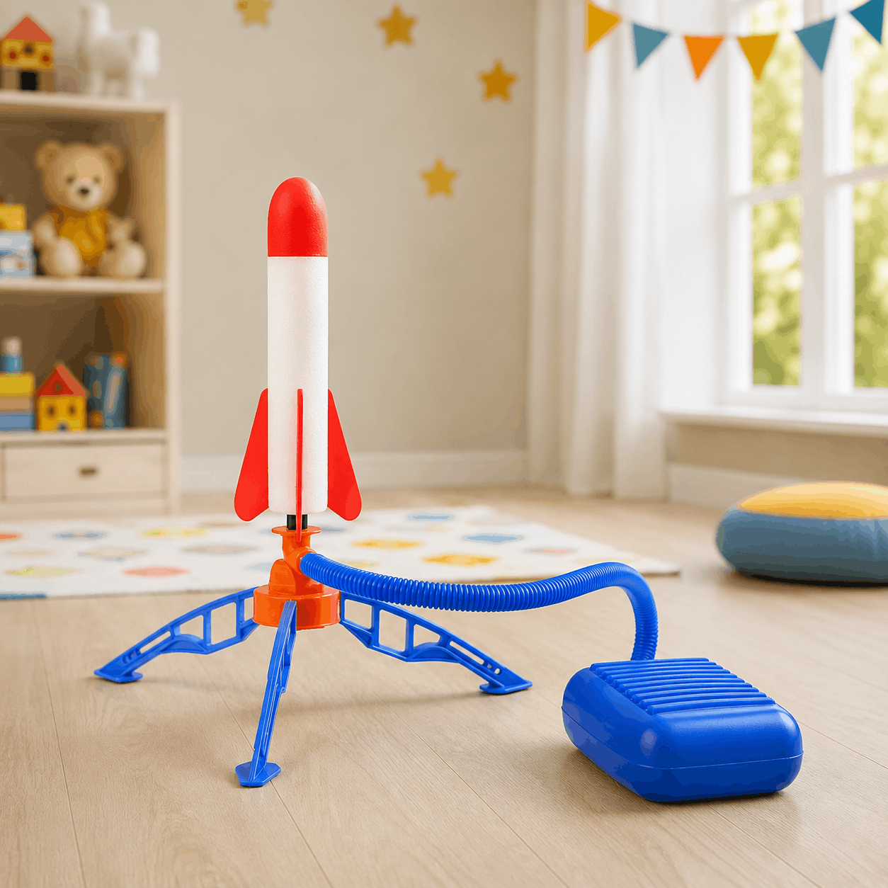 Outdoor Stomp Rocket Launcher Game with Foam Rockets for Kids