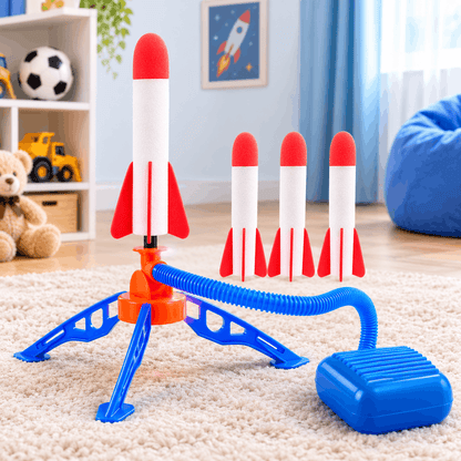Outdoor Stomp Rocket Launcher Game with Foam Rockets for Kids