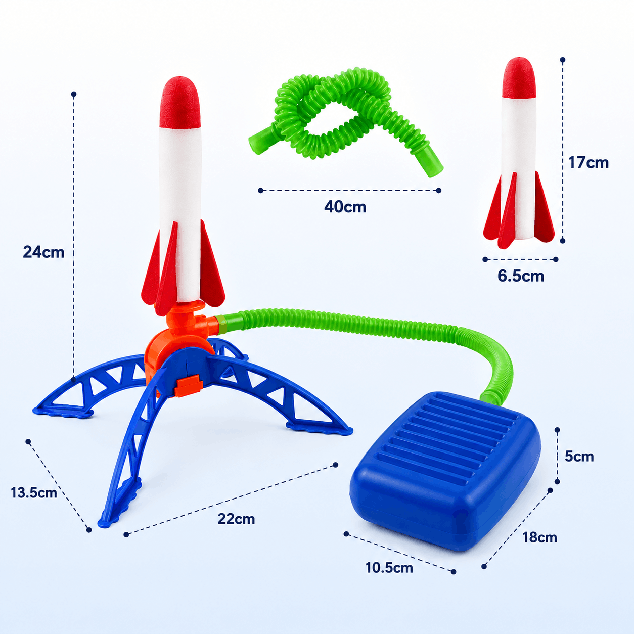 Outdoor Stomp Rocket Launcher Game with Foam Rockets for Kids