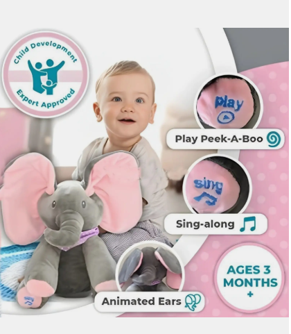 Musical Soft Peek-A-Boo Elephant Toy for Babies and Kids