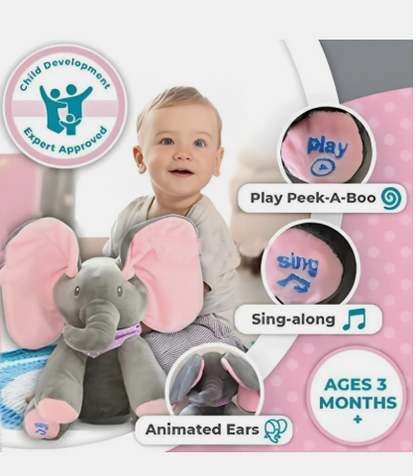 Musical Soft Peek-A-Boo Elephant Toy for Babies and Kids
