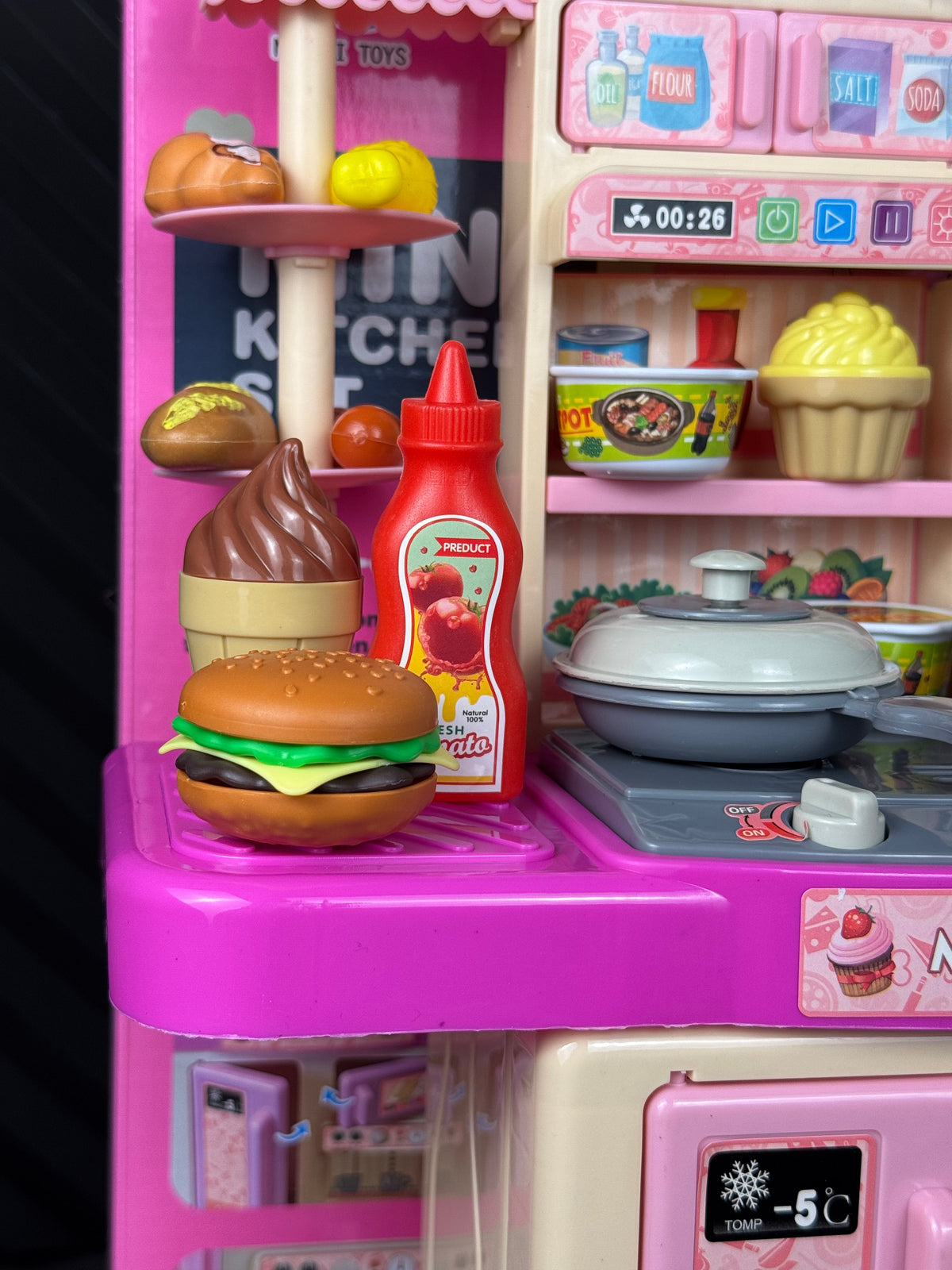 Toy kitchen set with various food items and appliances~Deliverrpk