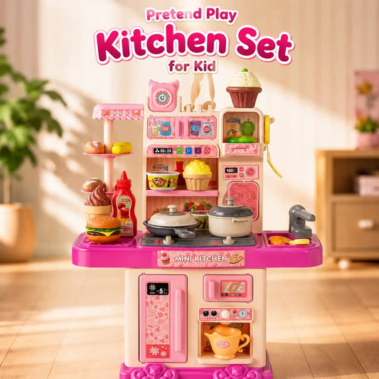 Toy kitchen set with various food items and appliances~Deliverrpk
