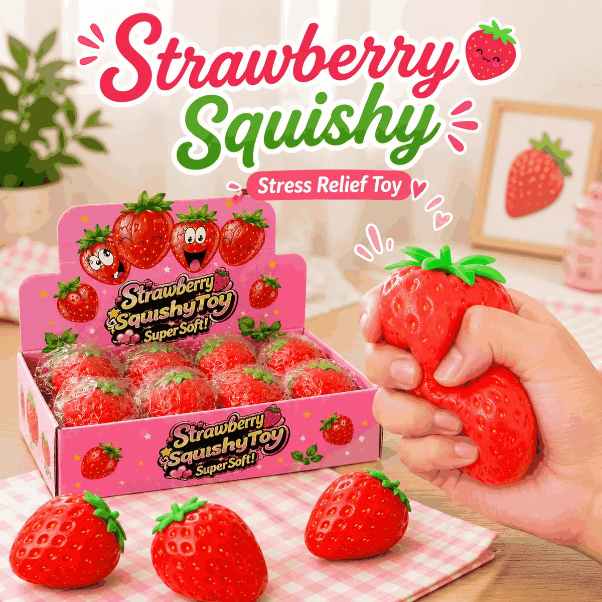 Kawaii Strawberry Squishy Fidget Stress Relief Toy