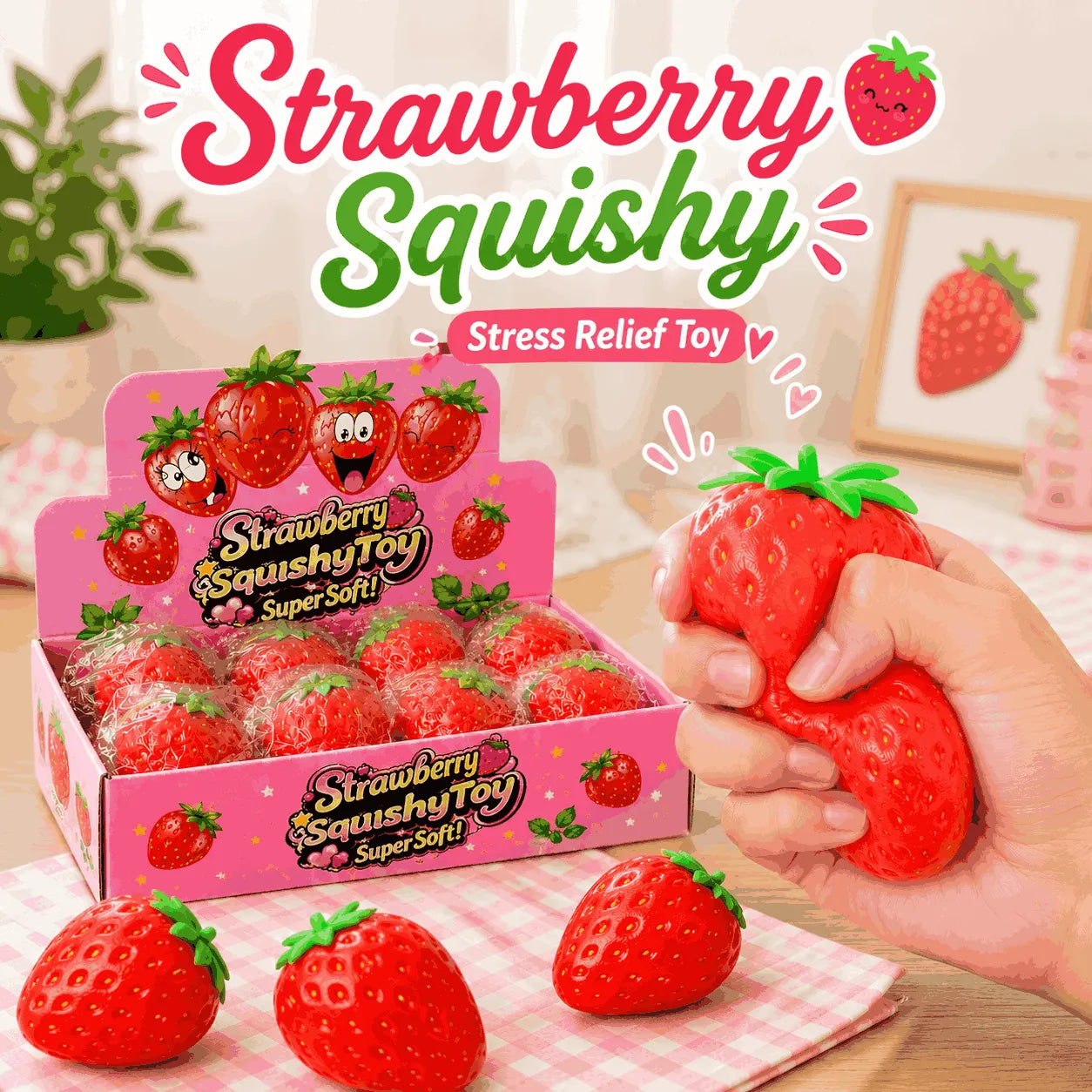 Kawaii Strawberry Squishy Fidget Stress Relief Toy