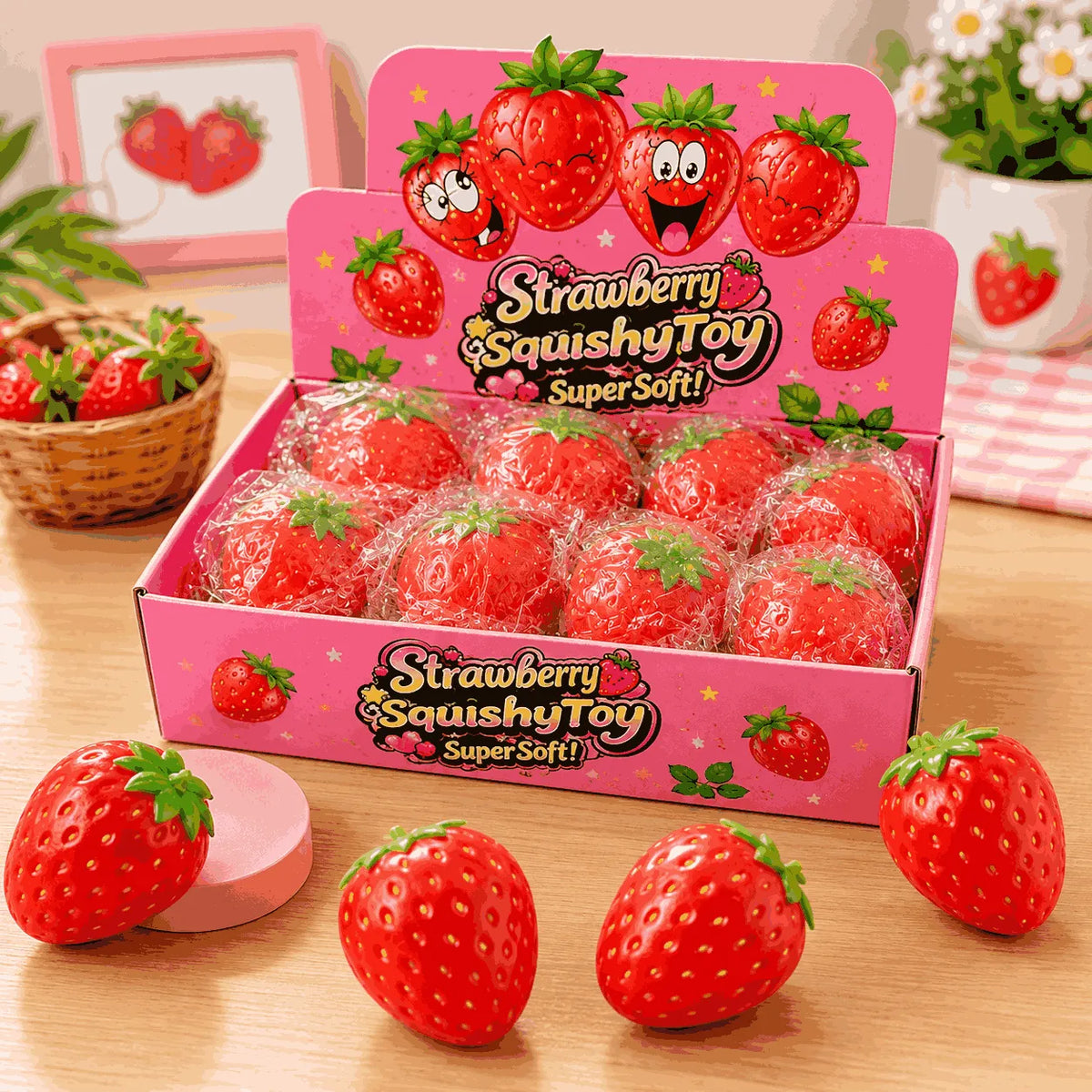 Kawaii Strawberry Squishy Fidget Stress Relief Toy