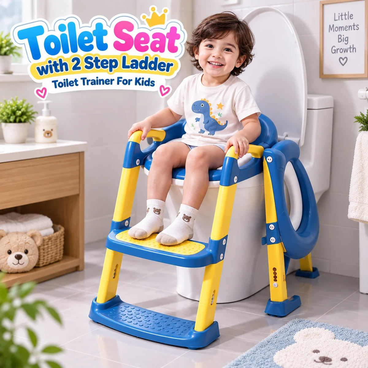 Toilet Seat with 2 Step Ladder | Toilet Trainer For Kids