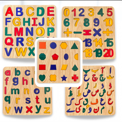 Wooden Acrylic Educational Learning Colorful Puzzle Board (Pack Of 5)