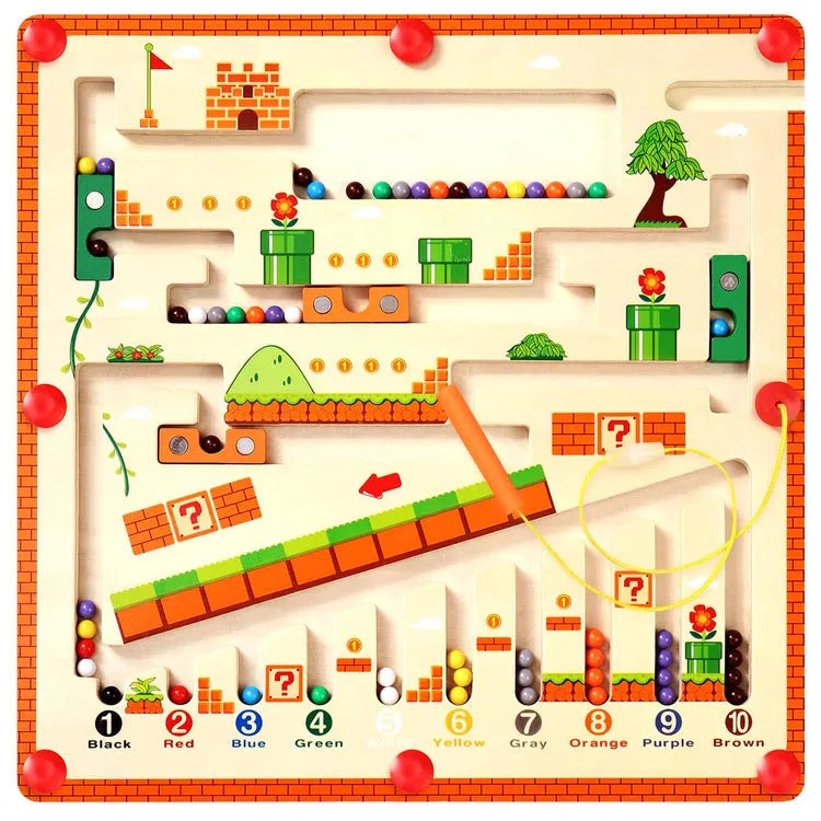 Wooden Magnetic Maze Beads Board Educational Learning Toy for Kids