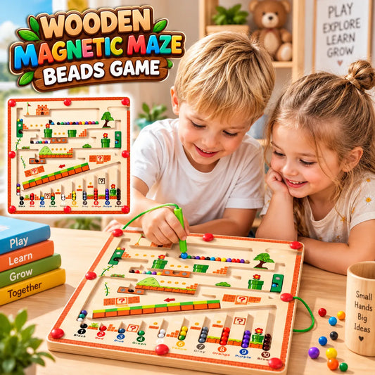 Wooden Magnetic Maze Beads Board Educational Learning Toy for Kids